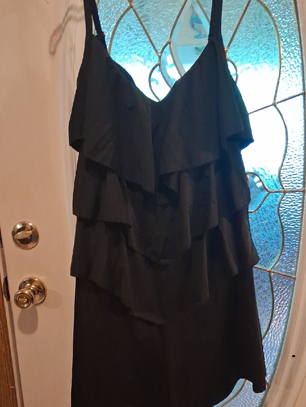 Black Ruffle-Tier One-Piece Swimsuit with V-Neck